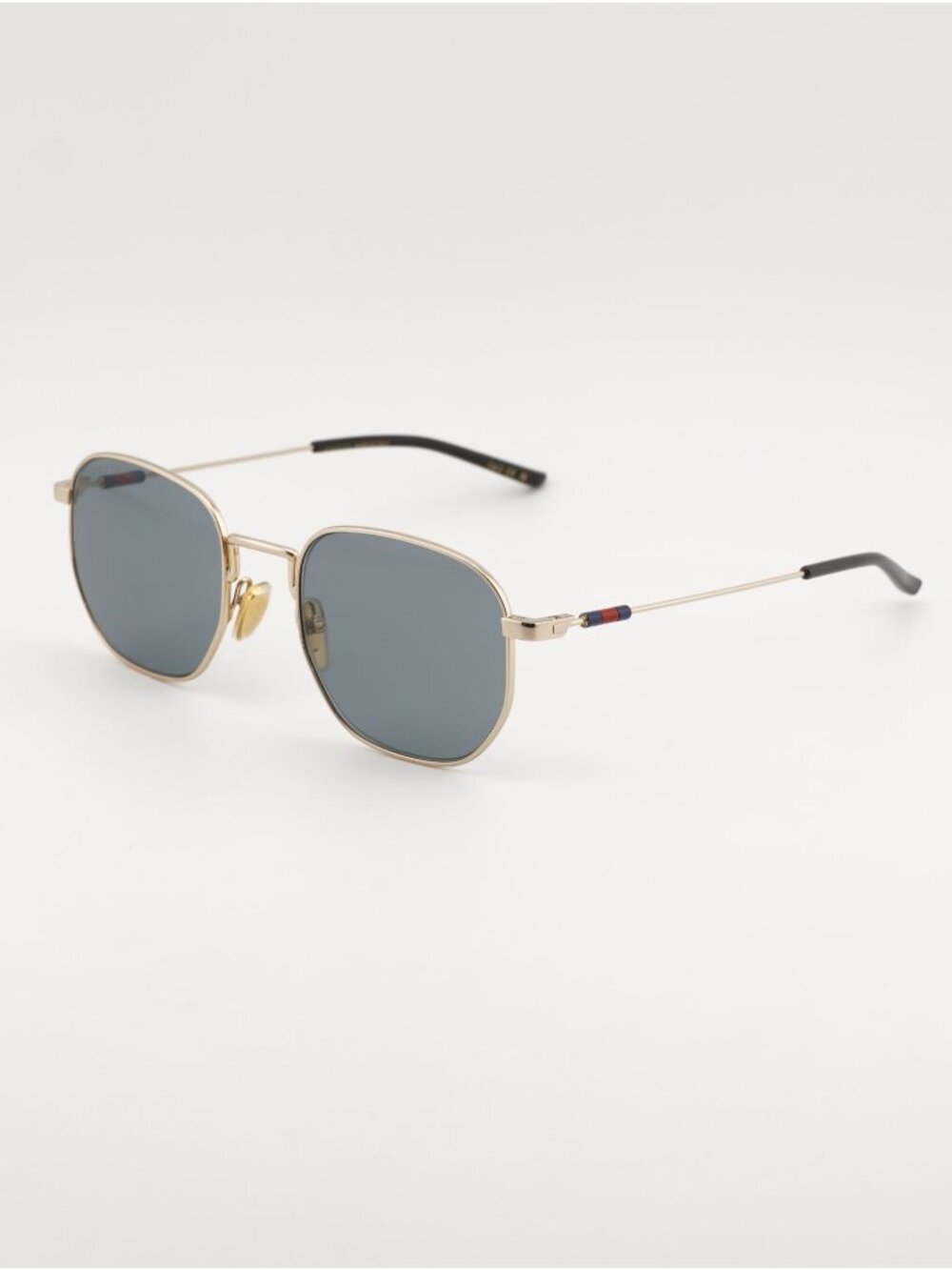 Gucci GG2095S 003 Sunglasses Gold Square Frame, Grey Lenses